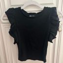 ZARA Black Tank With Ruffle Sleeves Photo 0