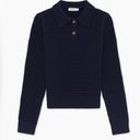 ONIA NWT  Navy Blue Waffle Knit Long Sleeve Shirt Polo Collar Sweater Comfy sz L Photo 1