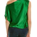 Michelle Mason  emerald green asymmetrical off-shoulder drapey silk blouse Photo 6
