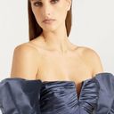 Cinq à Sept  Teo Ruched Satin Sheath Mini Dress Blue Womens Size 14 Photo 2