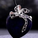 Lapis Lazuli Natural Gemstone Love Heart Bow Knot Pendant Necklace Gemstone Photo 1