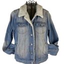 Ci Sono Go Sono Light Wash Denim Sherpa Lined Jacket Size Medium Photo 6