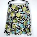 Dress Barn  Women's Floral Geometric Skirt Linen Knee Length Green Black Size 8 me Photo 1