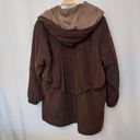 Gallery VINTAGE! 90’s  BROWN AND TAN TIE FRONT NECK BOW HOODED TRENCH COAT JACKET Photo 11