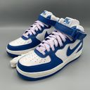 Nike Women Air Force 1 ‘07 Mid White/Sail/Doll/Military Blue. Size 7.5 Photo 2