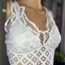 Womens small Floral Lace White Crop top cami bralette knit boho lacey Photo 3