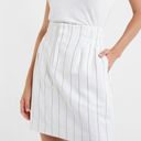 EXPRESS NEW  High Waisted Pinstripe Linen-Blend Smocked Waist Mini Skirt Sz M Photo 0