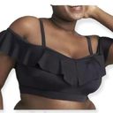 Cacique NWT  black bikini swim top ruffle off the shoulder sz 22 Photo 0