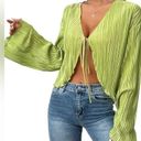 Zaful  Tie Front Flounce Sleeve Crop Blouse Womens Size Small Photo 0