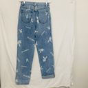 Playboy By PacSun '90s Boyfriend Jeans Size 27 Light Wash with Bunny Print EUC Photo 4