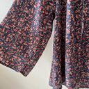 JACK  S Womens Blue Pink Floral Print Flowy Blouse Top V Neck Tie Boho Boutique Photo 3