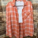 Abound Nordstrom Plaid button down shirt top SMALL long sleeve blouse orange white Photo 6