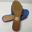 JustFab  Simone Laser Cut Slide Sandals in Blue Photo 4