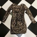 Dress the Population Lolita Sequin Mini Dress Metallic Gold Leopard Print size L Photo 6