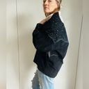 Vintage Suede Leather Jacket 90s Size Small Oversized black Embellsished Photo 10