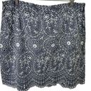 Loft  Chambray Blue White Eyelet Floral Mini Skirt with Scalloped Hem Women's 10 Photo 0