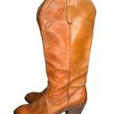 Vintage Brown Leather Cowboy Boots Size 8.5 Photo 0