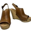 Sam Edelman  Camilla Peep Toe Wooden Wedge Studded Detail Saddle Brown Leather 6 Photo 3