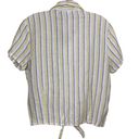 Rachel Zoe  Linen Striped Tie Bottom Button Down Blouse Size Medium Photo 4