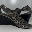 Brighton  REALM Pewter Woven Braided Leather Wedge Sandals Heels Women’s 6.5 Photo 6