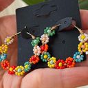 Daisy NWT Beaded Multicolor  Hoop Earrings Photo 2