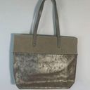 Stella & Dot  Hudson Women's Brushed Metallic Faux Suede Tote Bag Gray Black M Photo 0