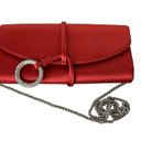 Rodo Red Satin Clutch Silver Gem Ring Closure Photo 7