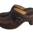 Frye  Womens Mule Shoes Brown Wedge Heels Studded Round Toe Slip Ons 10 M Photo 0