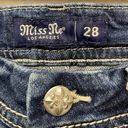 Miss Me Curvy Ankle Skinny Jeans Blue Denim Distressed Angel Wings Pockets Sz 28 Photo 3