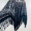 Chico's 🖤🖤Gorgeous CHICO’S Gypsy/Boho Sheer Black & Gold Floral Velvet Burnout with Fringe. Poncho, Shawl, Scarf. OSFM 🖤🖤 Photo 1