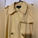 Gallery  Coat Women's Small Yellow Lined Long Jacket Pockets Trenchcoat Career LG Photo 4