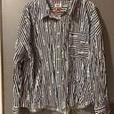 Tommy Hilfiger  Navy/White Long Sleeve Crop Button Up Blouse Size XL Photo 0