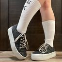 L.E.I . Vintage Y2K Black White Shimmer Glitter Low Top Chunky Platform Sneakers Photo 1