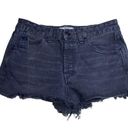 Free People  Black Button Fly Jeans Buckle Back Fray High Rise Shorts Women Sz 27 Photo 0