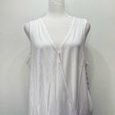 Hem & Thread NEW  White Draped Wrap Front Tank with Ribbed Blue Striped Back L Photo 0