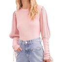 Free People  Tasha Pastel Pink Waffle Knit Top Size Large Photo 0