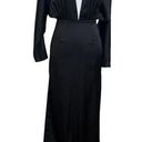 AQ/AQ  Madison Plunge Neck Satin Maxi Dress Black Side Slit Women’s Size 0 Photo 0