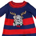 Holiday Time  Bulldog Pug Sequin Embellished Dog Striped Ugly Christmas Sweater S Photo 3