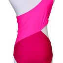 SheIn One Shoulder Hot Pink Cut Out Asymmetrical 1pc Swimsuit sz MEDIUM Photo 2