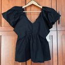 Tuckernuck  Hyacinth House by Margaux Blouse Flutter Sleeve Black Size Small Photo 7