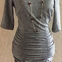 BCBGeneration BCBG Dress Ruched Flattering Black Grey Stripe Going Out Small Photo 0