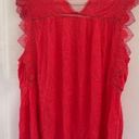 Edge Adiva Women's Red Sleeveless Embroidered Scalloped  Tunic Top Size XL Photo 4