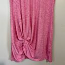 Women’s V Neck Side Gather Short Sleeve Casual Midi Dress Heathered Pink NWOT Size M Photo 2