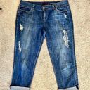 Elle  Skinny Boyfriend Cropped Distressed Jean, Size 14. Great for Summer! Photo 0