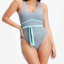 Fabletic Small Race-Up Racerback Swimsuit - Raincloud/Blue Sky Photo 0