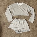 Set Crop Top Shorts High Waisted Pants Loose Pants Track Pants Tank Top Bustier Mock Neck Blouse Gray Photo 2