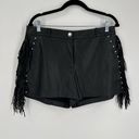 Mango MNG  Black high waisted studded faux leather Fringe Shorts Medium hot pants Photo 1