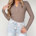 Lane 201  Ribbed Long Sleeve Top- Mocha/Taupe Photo 0