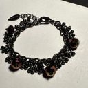 Coldwater Creek  Gunmetal Tone & Purple Beads Beaded Charm Bracelet Adjustable Photo 0