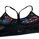 Gottex  Floral Sports Bra Size Medium Black Mesh Athletic Workout Gym Racerback Photo 1